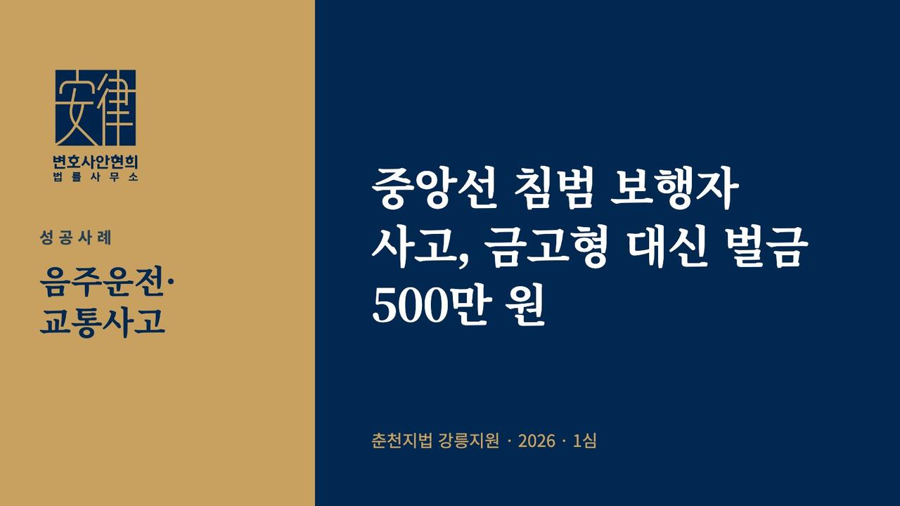 중앙선 침범 보행자 사고, 금고형 대신 벌금 500만 원