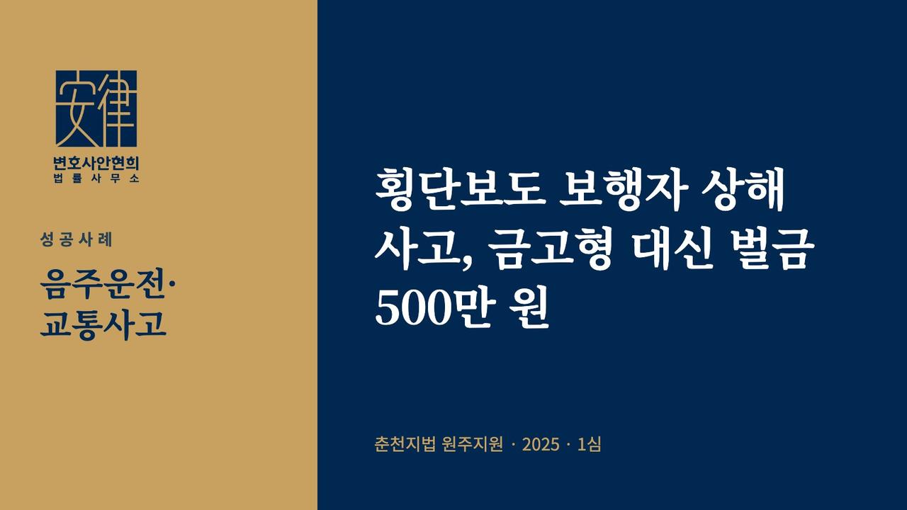 횡단보도 보행자 상해 사고, 금고형 대신 벌금 500만 원