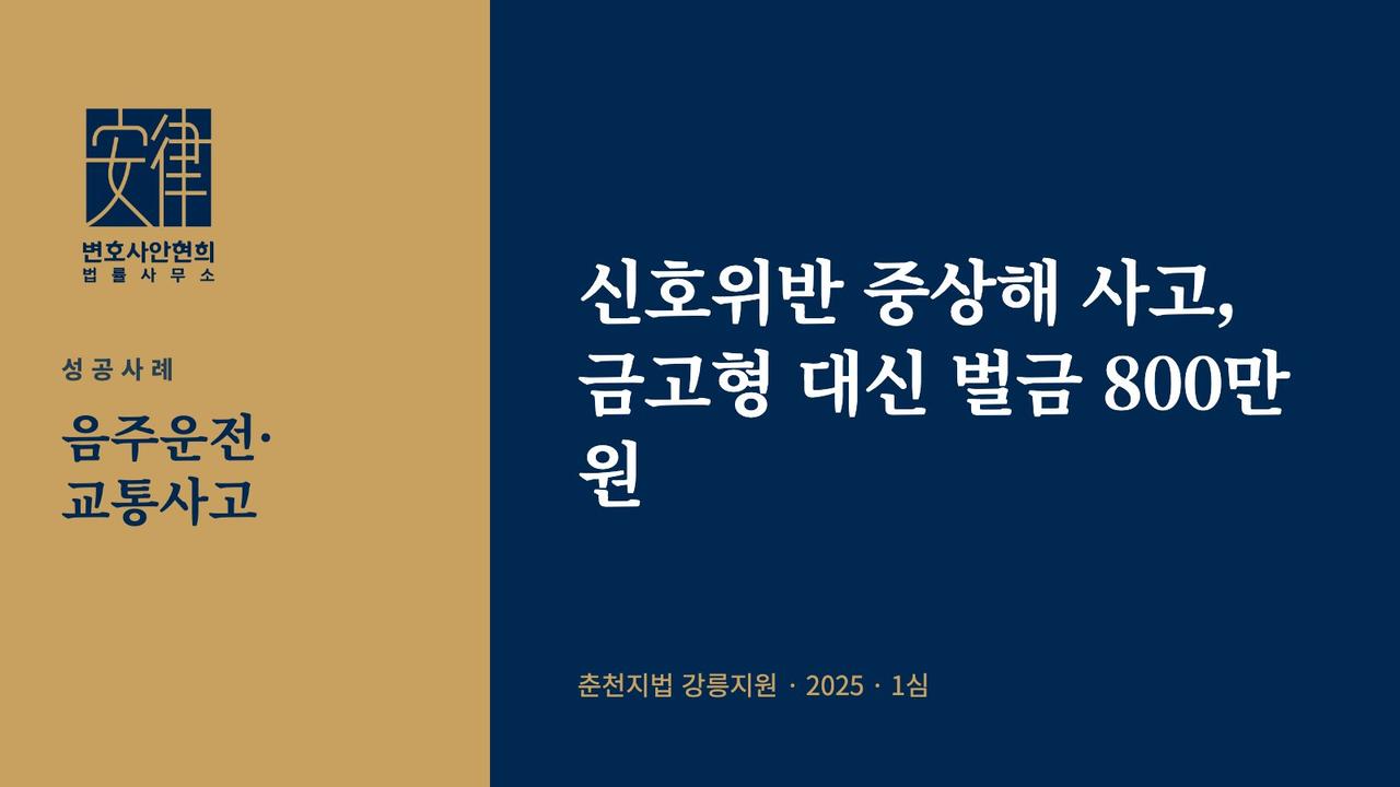 신호위반 중상해 사고, 금고형 대신 벌금 800만 원
