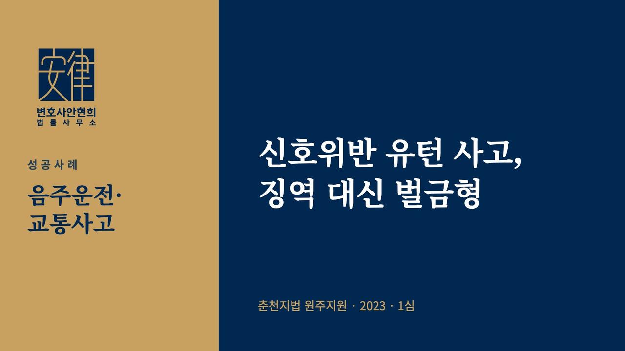 신호위반 유턴 사고, 징역 대신 벌금형