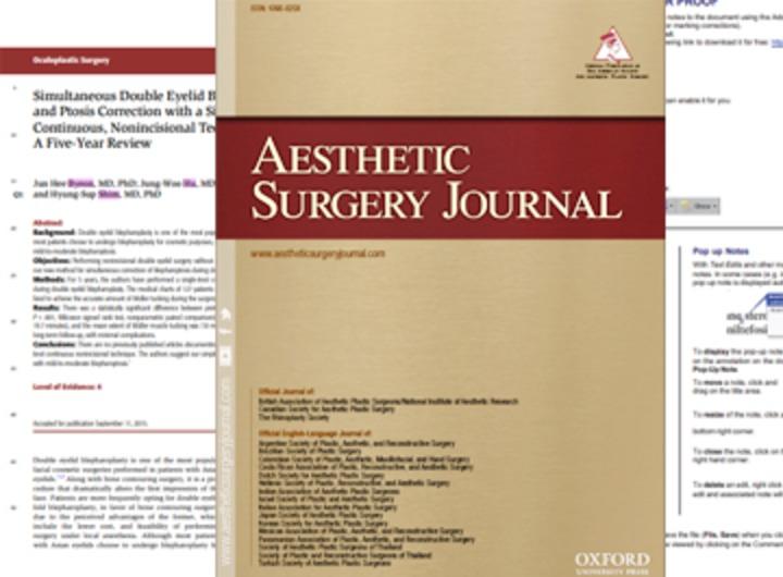 Aesthetic Surgery Journal, Non-incisional ptosis correction published